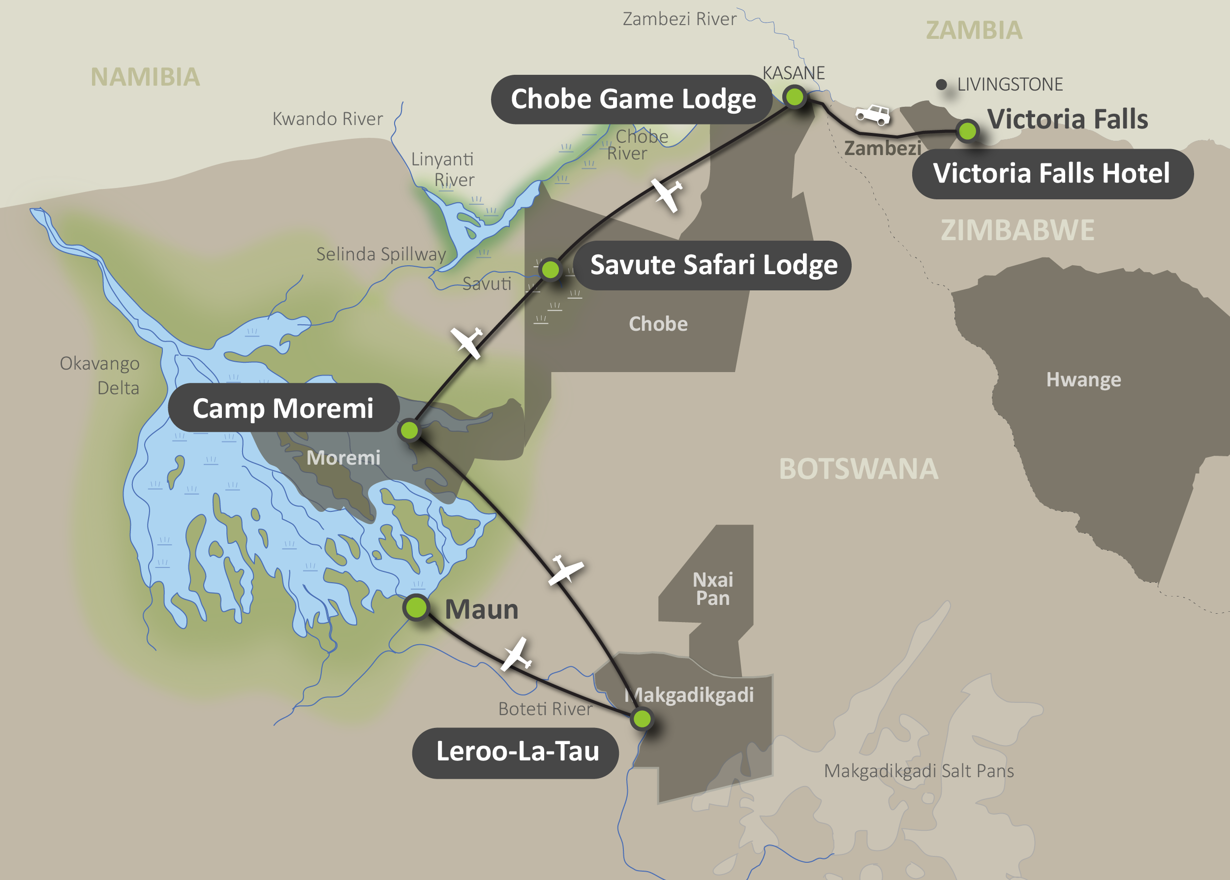 Map of the Delta Rivers Safari