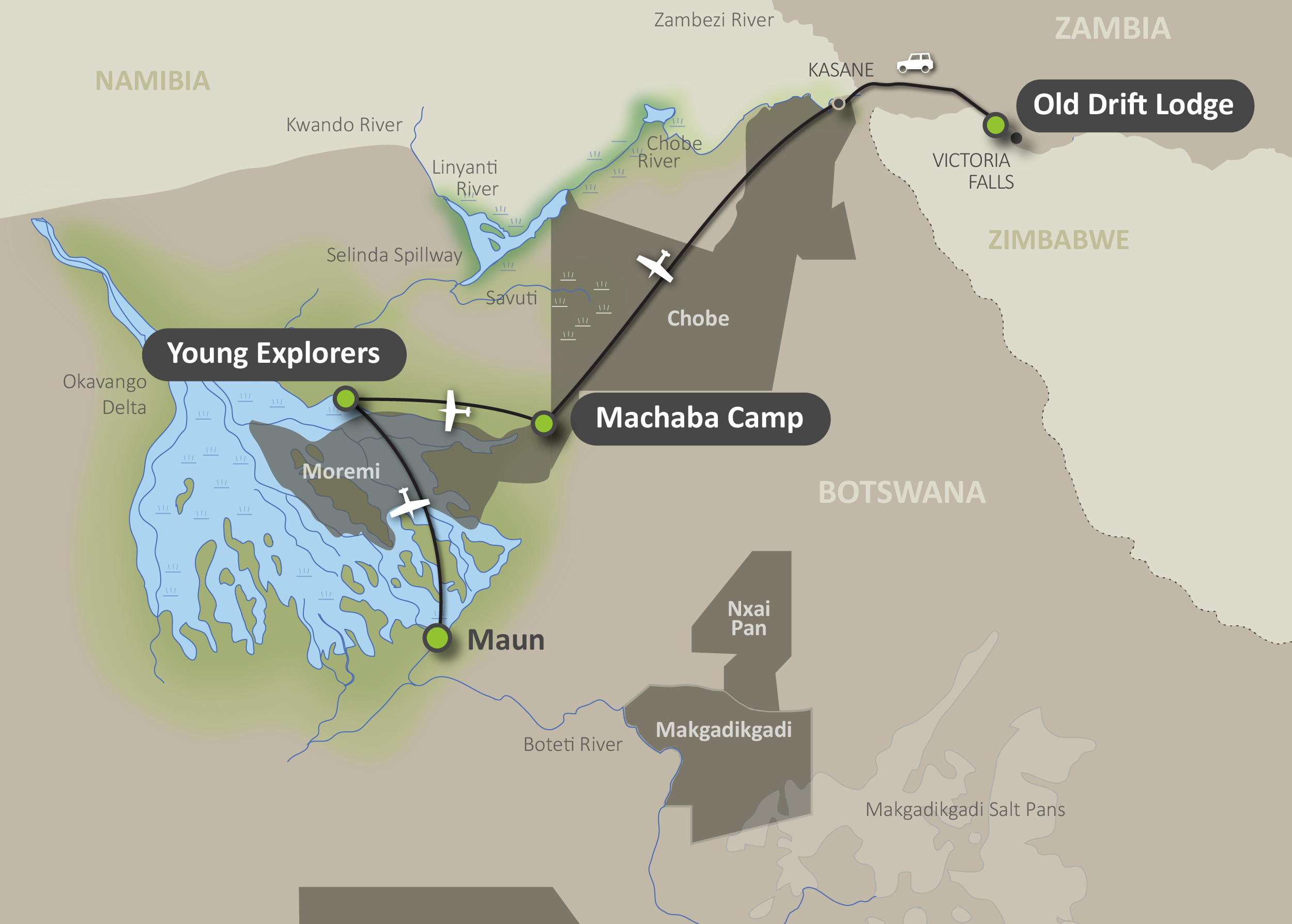 Map of the Bush Explorers Safari