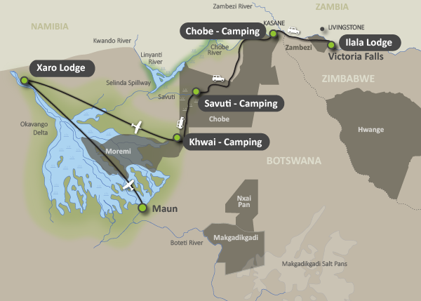 Map of the Authentic Lodge and Mobile Safari